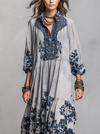 Coastal Blue Floral Tiered Maxi Dress