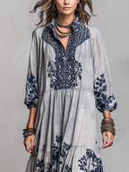 Coastal Blue Floral Tiered Maxi Dress