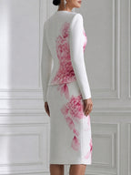 Elegant Floral Print Blazer And Pencil Skirt Two-Piece Set