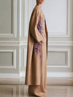 Floral Print Long Kimono Coat with Tube Top and Wide-Leg Pants Set