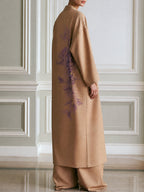 Floral Print Long Kimono Coat with Tube Top and Wide-Leg Pants Set
