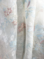 Elegant Ivory Floral Embroidered Lace A-Line Midi Dress