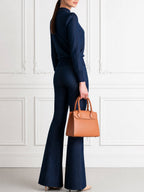 High Neck Knit Top & Flared Trousers Two-Piece Set