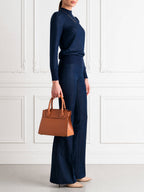 High Neck Knit Top & Flared Trousers Two-Piece Set