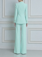 Mint Green Tailored Blazer & Wide Leg Pants Set