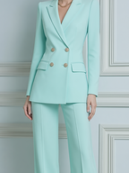 Mint Green Tailored Blazer & Wide Leg Pants Set