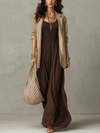 Bohemian Khaki Coat And Brown Dress Suit