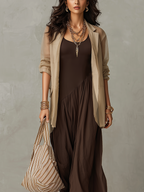 Bohemian Khaki Coat And Brown Dress Suit