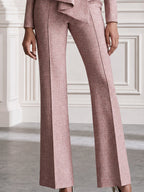 3D Rose Asymmetric Peplum Blazer & Flared Pants Set
