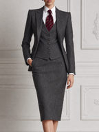 Dark Grey Pinstripe Three-Piece Suit Set