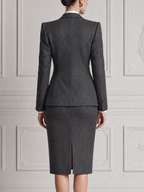 Dark Grey Pinstripe Three-Piece Suit Set