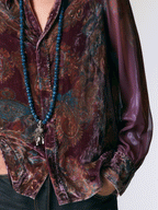 Bohemian Chic Paisley Velvet Semi-Sheer Relaxed Merlot Blouse