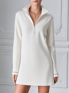 White Half Zip Stand Collar Sweatshirt
