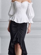 Off Shoulder Corset Top & Ruched Ruffle Mermaid Skirt Two-Piece Set
