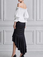 Off Shoulder Corset Top & Ruched Ruffle Mermaid Skirt Two-Piece Set