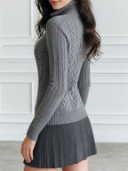 Cable Knit Half-Zip Sweater Long Sleeve Pullover