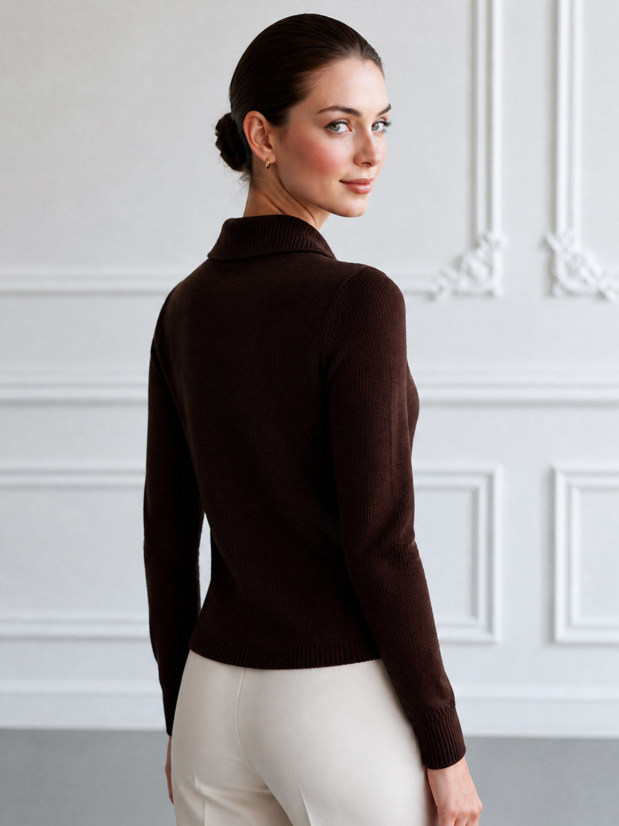 Argyle Pattern Polo Collar Knit Sweater