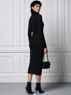 Turtleneck Long Sleeve Knit Bodycon Midi Sweater Dress