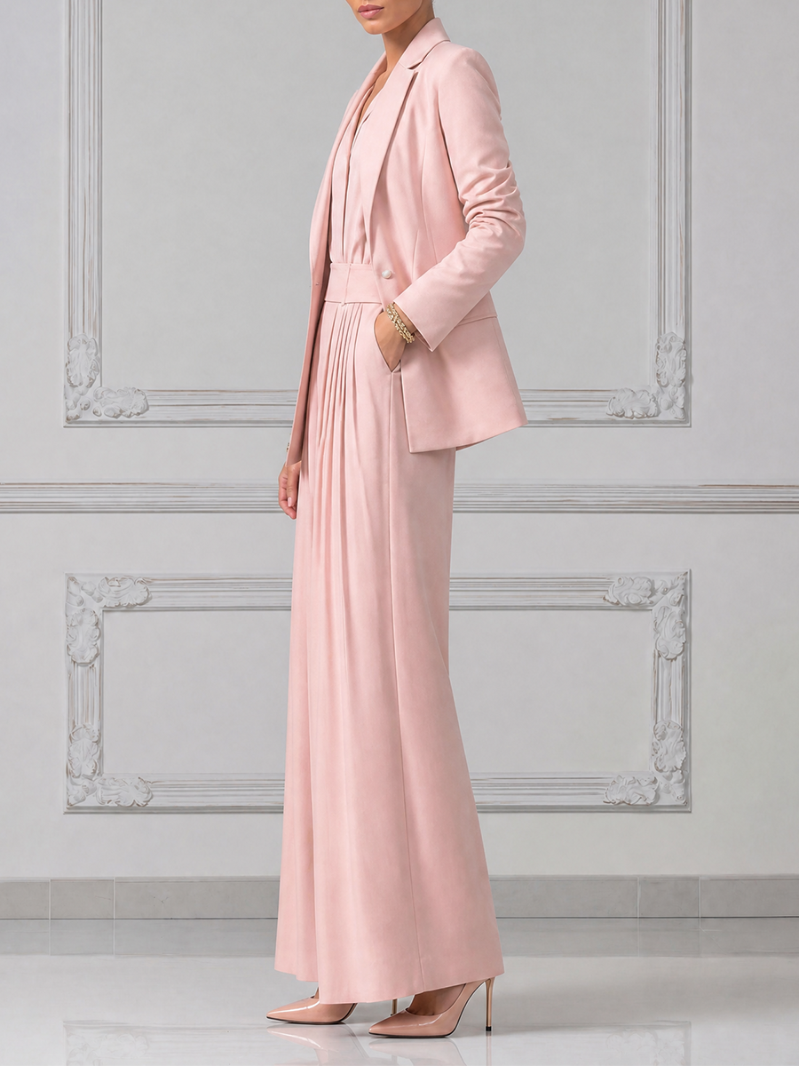 Blush Pink Fall Fashion Tailored Three-Piece Blazer