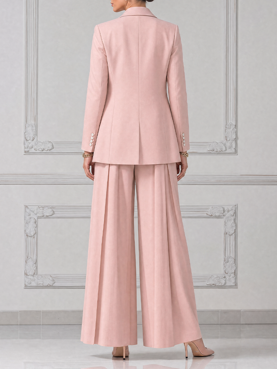 Blush Pink Fall Fashion Tailored Three-Piece Blazer