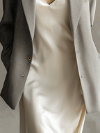 Quiet Luxury Linen Blend Oversized-Fit Grey Tailored Blazer