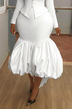 Women's Elegant Slim Shirt or Balloon Hem Patchwork Skirt