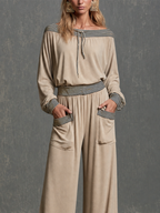 Modern Boho Pocket Detail Two-Piece Pants Set