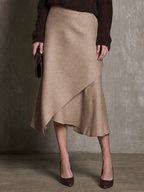 Effortless Evening Draped Knit Pullover & Asymmetric Skirt Set