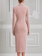 Pink Suede Longline Double Breasted Tailored Blazer