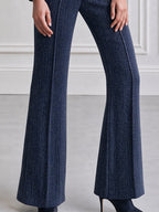 Textured Three-Button Blazer And Flared Pants Set