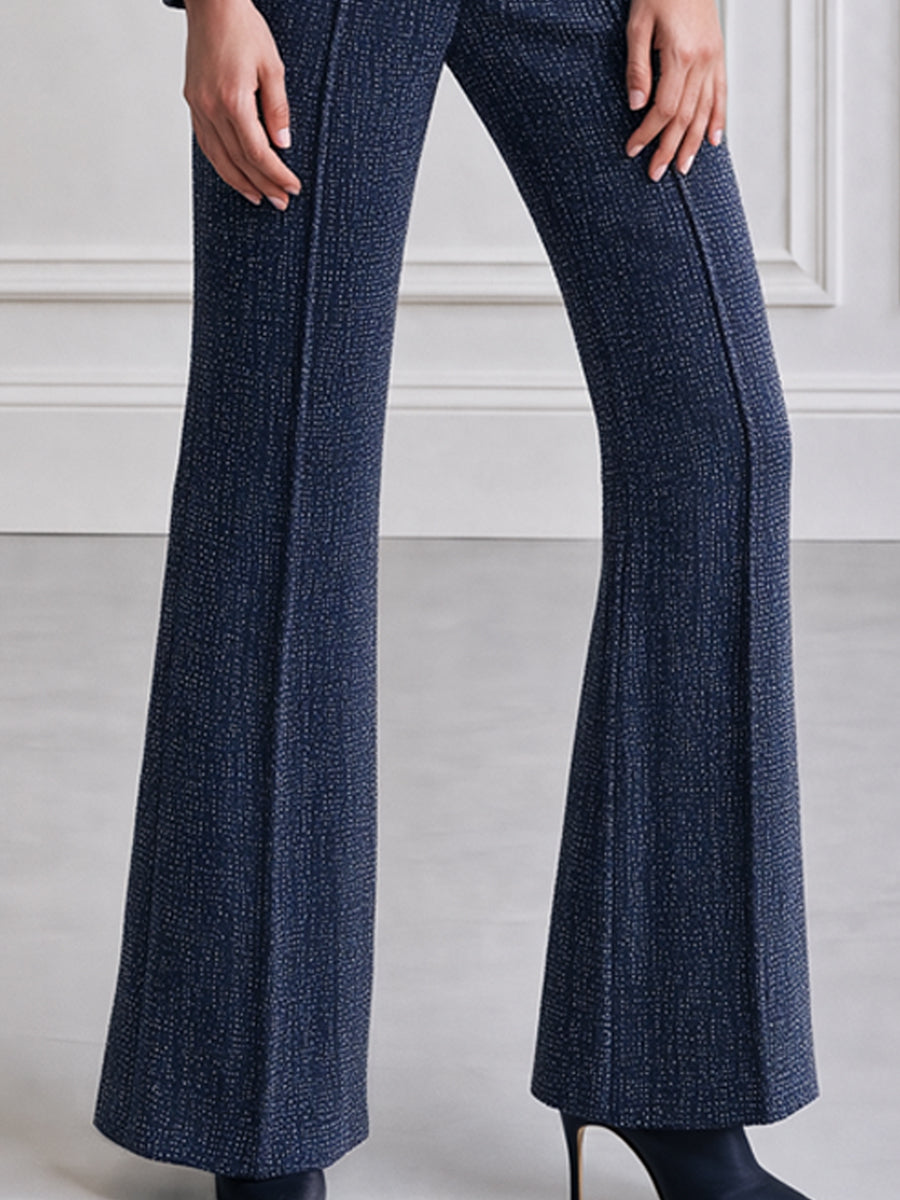 Textured Three-Button Blazer And Flared Pants Set