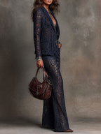 Vintage High-waisted Lace Wide-leg Pants