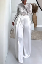 Women's Fashion Polka Dot Slim Top Wide Leg Pants Two-Piece Set