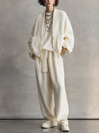 Casual Off-white Soft Textured Coat