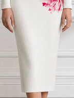 Asymmetric Neck Floral Print Bodycon Midi Dress