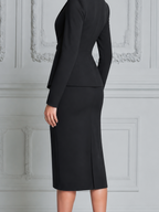 Black Fall Fashion Wrap Peplum Blazer & Pencil Skirt Suit Set