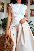 Women's Casual Tie Waist Cinching Vest or Oversized Wide Leg Pants
