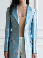 Chain-Print Satin Longline Blazer