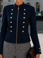 Military-Inspired Double-Breasted Jacket
