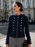 Military-Inspired Double-Breasted Jacket