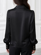 Draped Surplice Satin Blouse