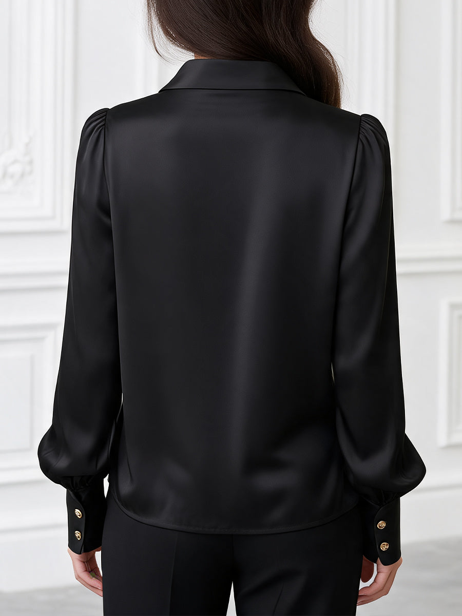 Draped Surplice Satin Blouse