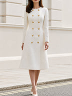 Tweed Double-Breasted Midi Coat Dress