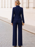Stand Collar Jacket & Flared Trouser Co-Ord Set