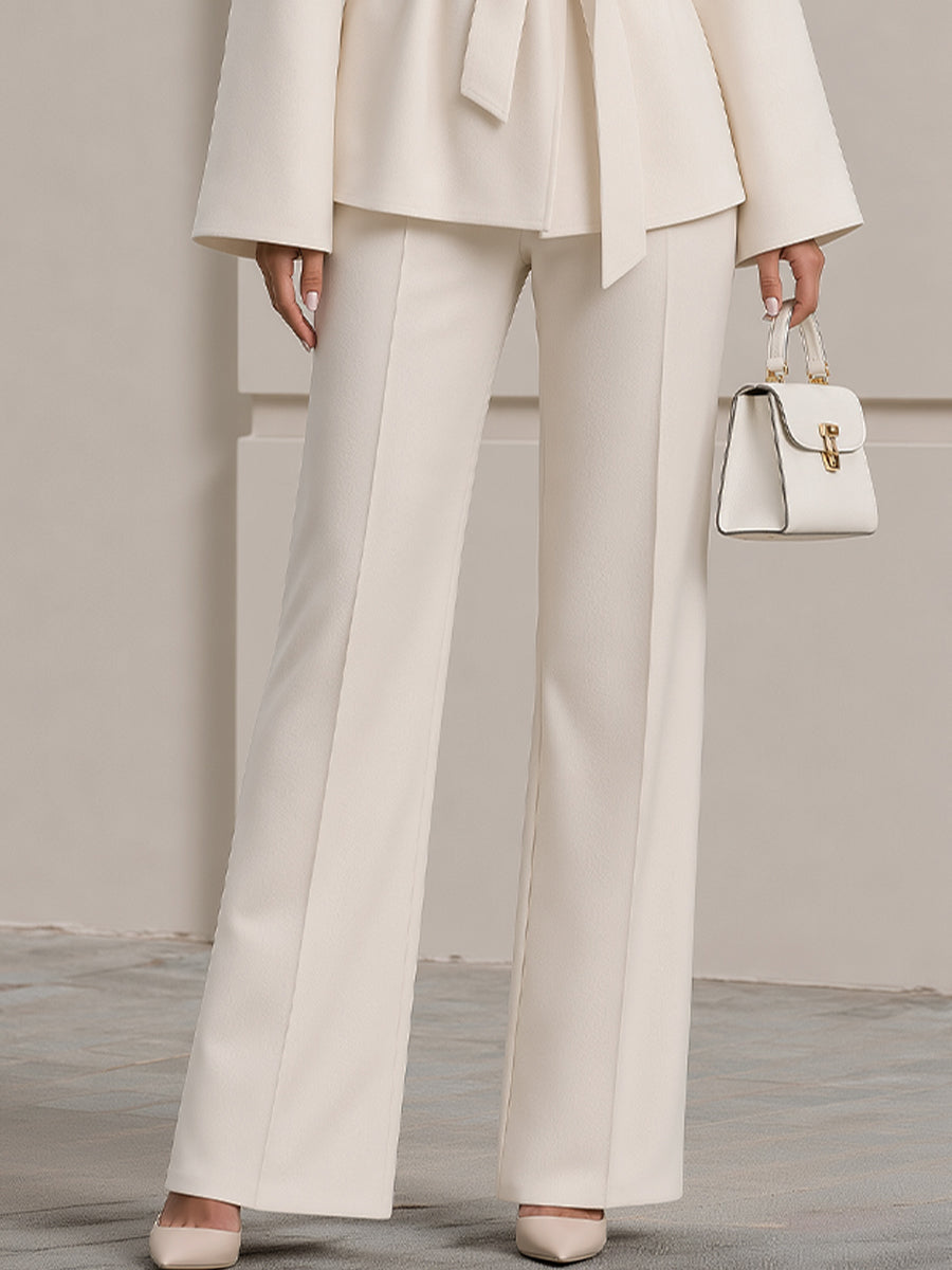 Belted Stand Collar Flare Sleeve Jacket & Wide Leg Trouser Co-Ord Set