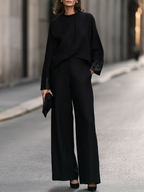 Women's Batwing Sleeve Top and Wide Leg Pants Two-Piece Set