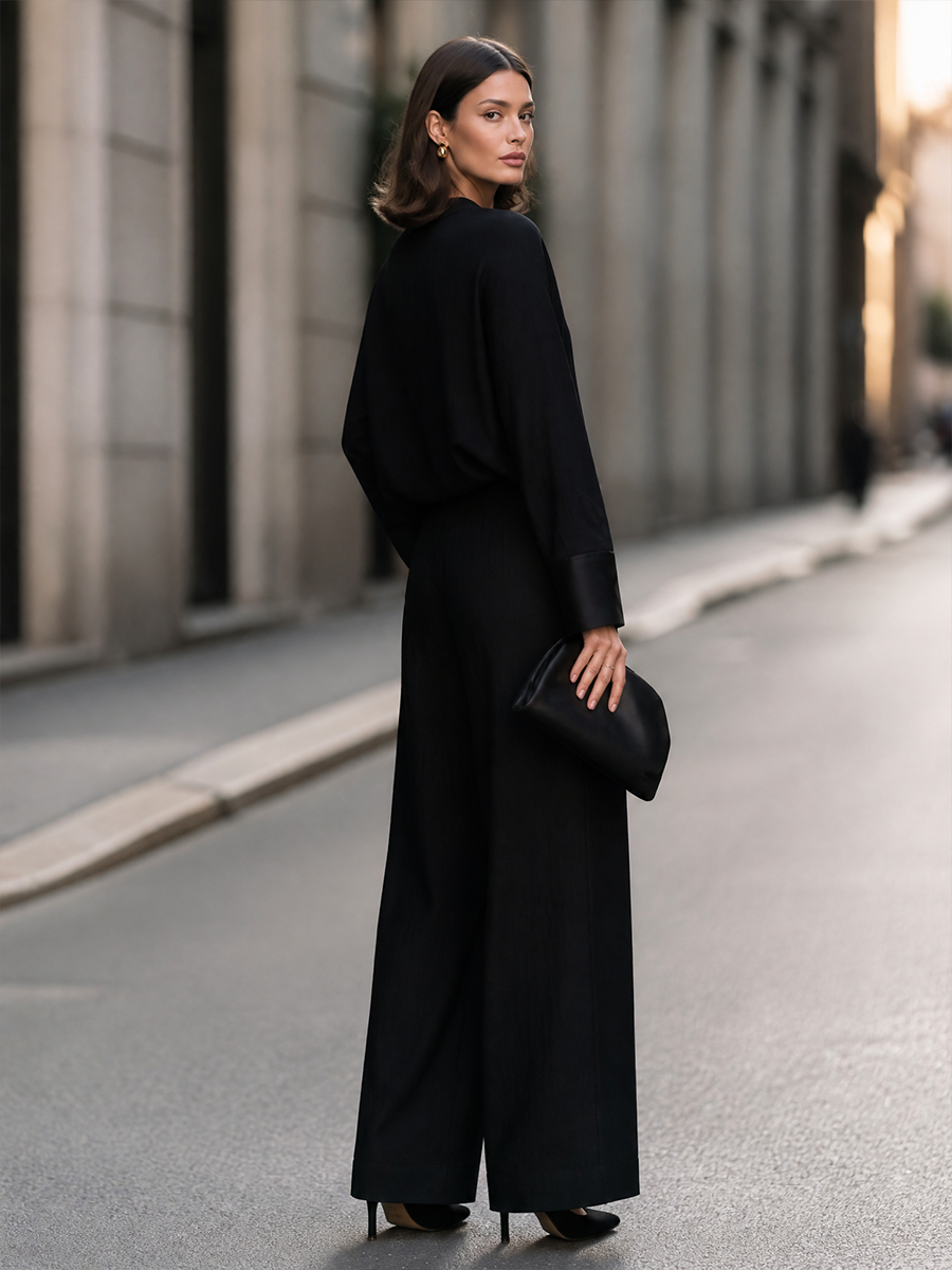 Women's Batwing Sleeve Top and Wide Leg Pants Two-Piece Set