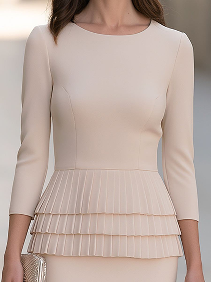 Elegant Three-Tier Pleated Ruffle Top And Skirt Set