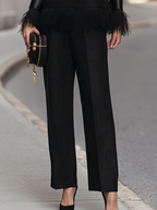 Fringe-Trim Button-Front Jacket And Wide-Leg Pants Set