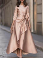 Boat-Neck Bow-Waist High-Low Maxi Dress
